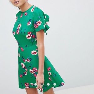 ASOS Green Floral Skater dress US 4